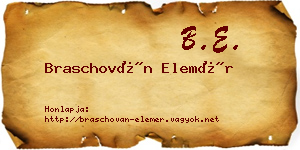 Braschován Elemér névjegykártya